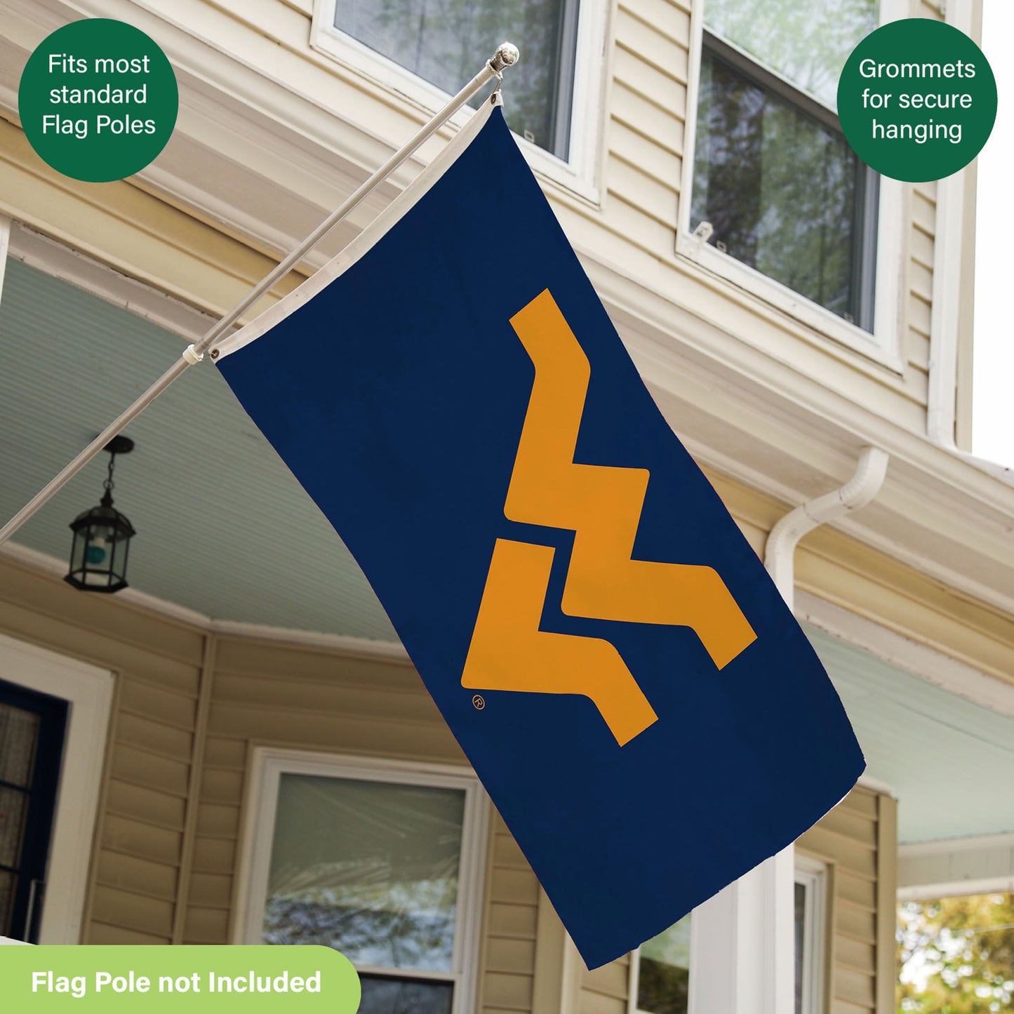 West Virginia University single-sided estate flag 3x5 sublimated with 2 grommets on Tampa Home & Garden Store