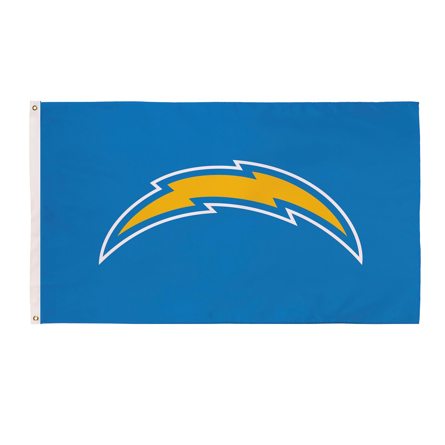 Los Angeles Chargers flag 3x5 with 2 grommets by Evergreen on blue field single-sided on Tampa Home & Garden Store