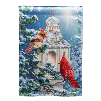 Cardinal Lamp Post Flag by Evergreen Enterprises - Wholesale Collective cardinal on snowy post on Tampa Home & Garden Store
