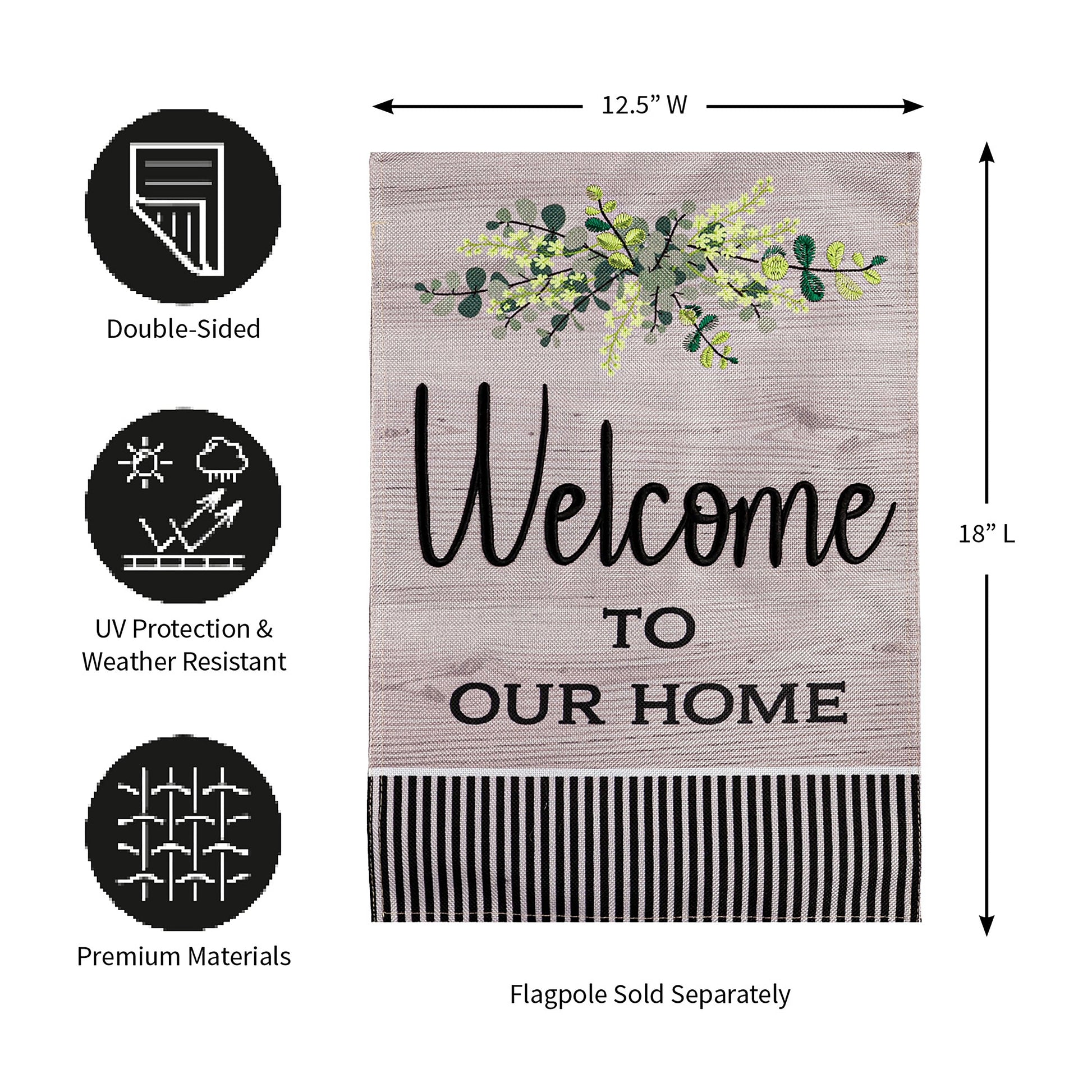 Wood Grain Welcome Burlap Flag 12.5W x 18L greenery design Evergreen Enterprises on Tampa Home & Garden Store