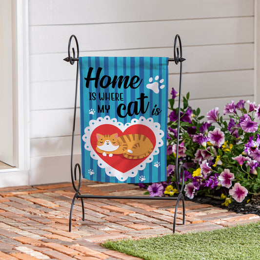 Home Is Where My Cat Is Suede Garden Flag - Tampa Home & Garden Store