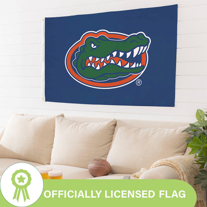 University of Florida flag 3x5 blue with Gators logo, 2 grommets, Evergreen Enterprises on Tampa Home & Garden Store