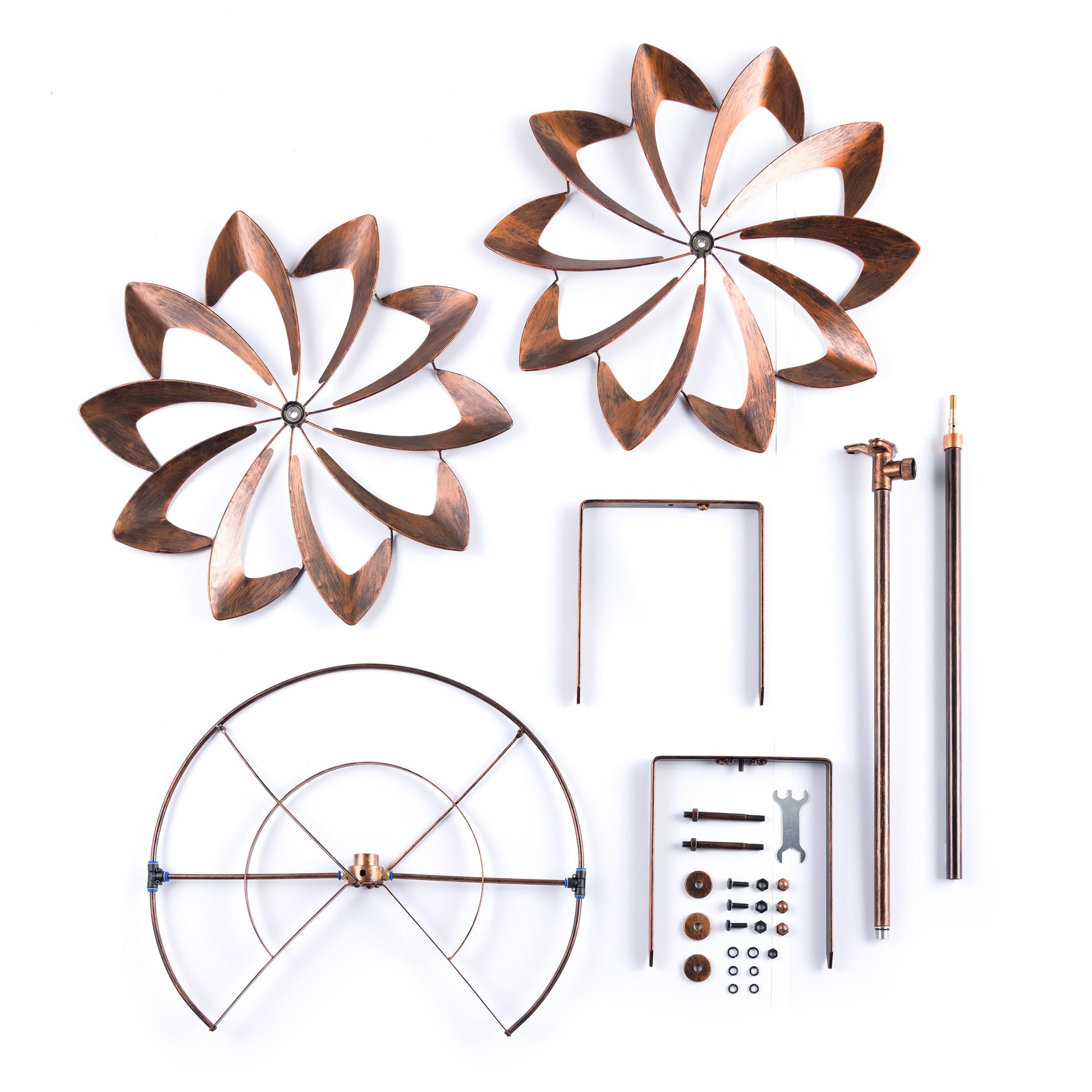 75in Blades Hydro Wind Spinner (two) with copper petal blades and mounting hardware on Tampa Home & Garden Store