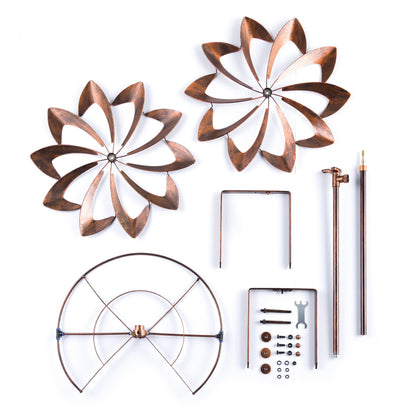 75in Blades Hydro Wind Spinner (two) with copper petal blades and mounting hardware on Tampa Home & Garden Store