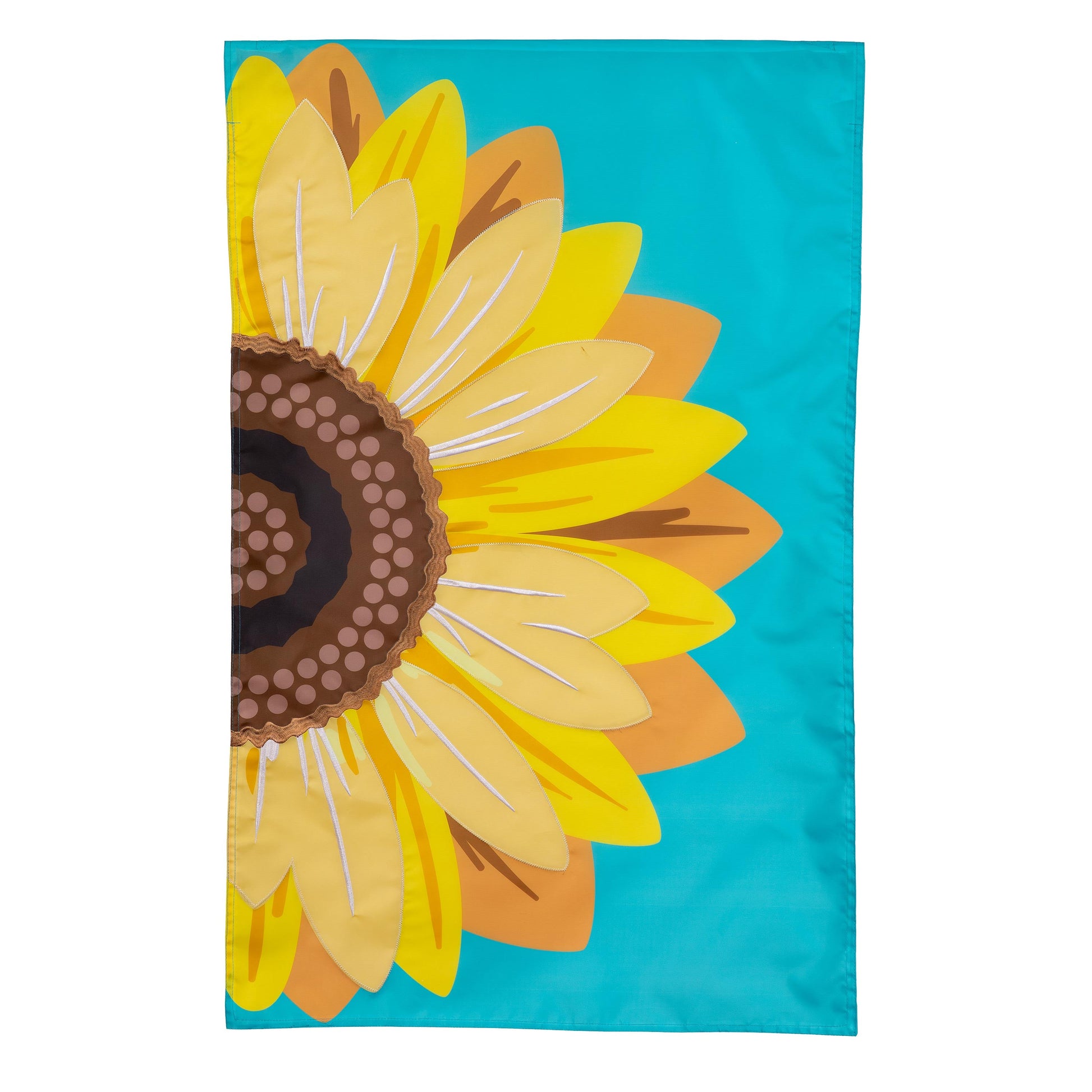Sunflower Basic Applique House Flag with yellow petals by Evergreen Enterprises on Tampa Home & Garden Store