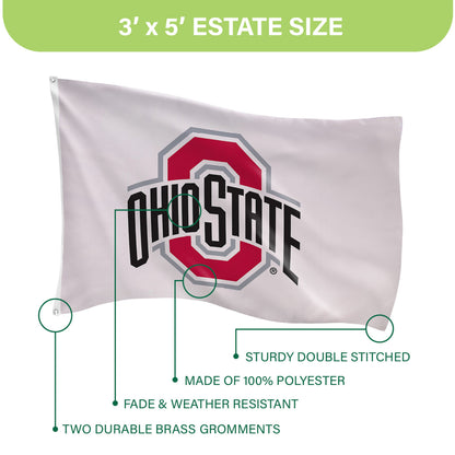 Ohio State University estate flag 3' x 5' 1-sided flag with two brass grommets Evergreen Enterprises on Tampa Home & Garden Store
