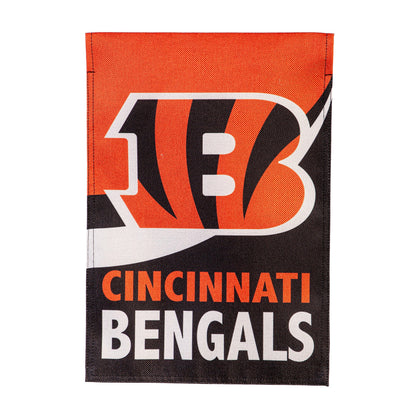 Burlap flag Cincinnati Bengals GDN size featuring orange and black team graphic on Tampa Home & Garden Store
