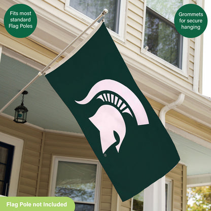Michigan State University green estate flag 3x5 single-sided with 2 grommets sublimated on Tampa Home & Garden Store