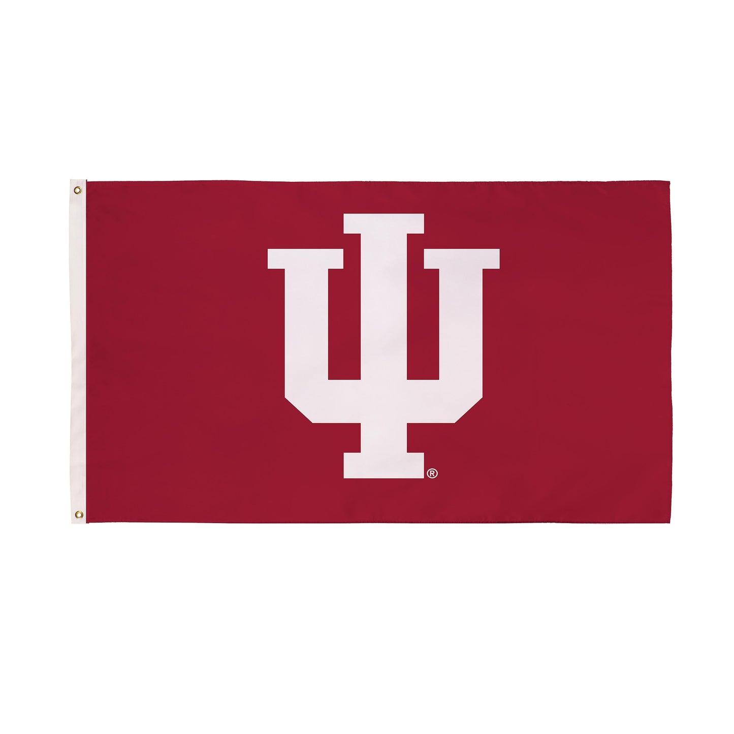 3'x5' sublimated flag Indiana University maroon with white IU monogram, 2 grommets on Tampa Home & Garden Store