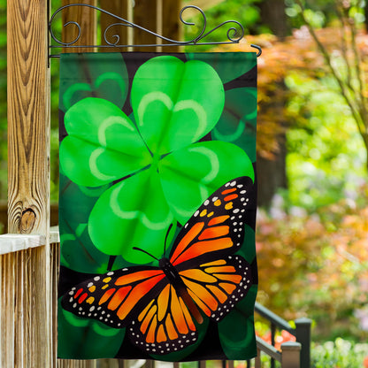 Butterfly Clover Suede House Flag green butterfly design by Evergreen Enterprises on Tampa Home & Garden Store
