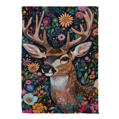 Forever Blooming Deer Suede House Flag with floral design and deer antlers Evergreen on Tampa Home & Garden Store
