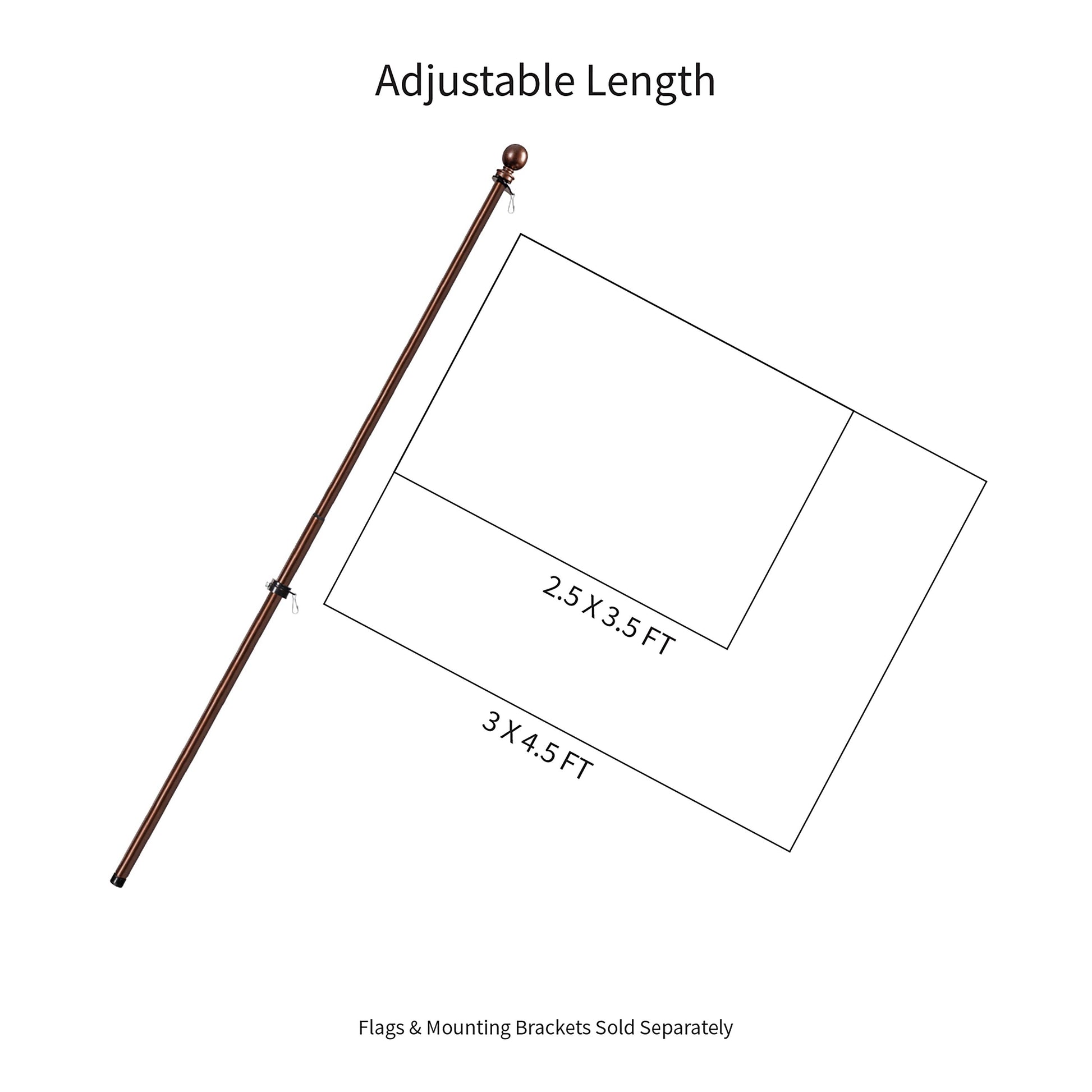 Extendable copper-finish metal flag pole with ball finial and rings Evergreen Enterprises on Tampa Home & Garden Store