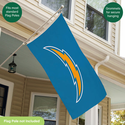Los Angeles Chargers blue 3x5 single-sided estate flag with 2 grommets, sublimated flag on Tampa Home & Garden Store