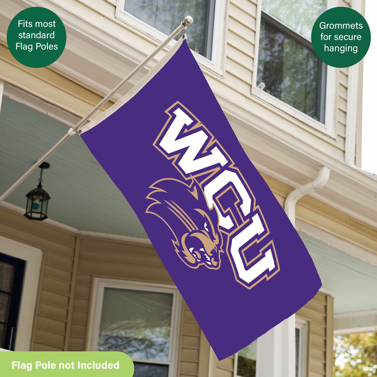 Western Carolina University flag 3x5 purple sublimated flag with 2 grommets on Tampa Home & Garden Store