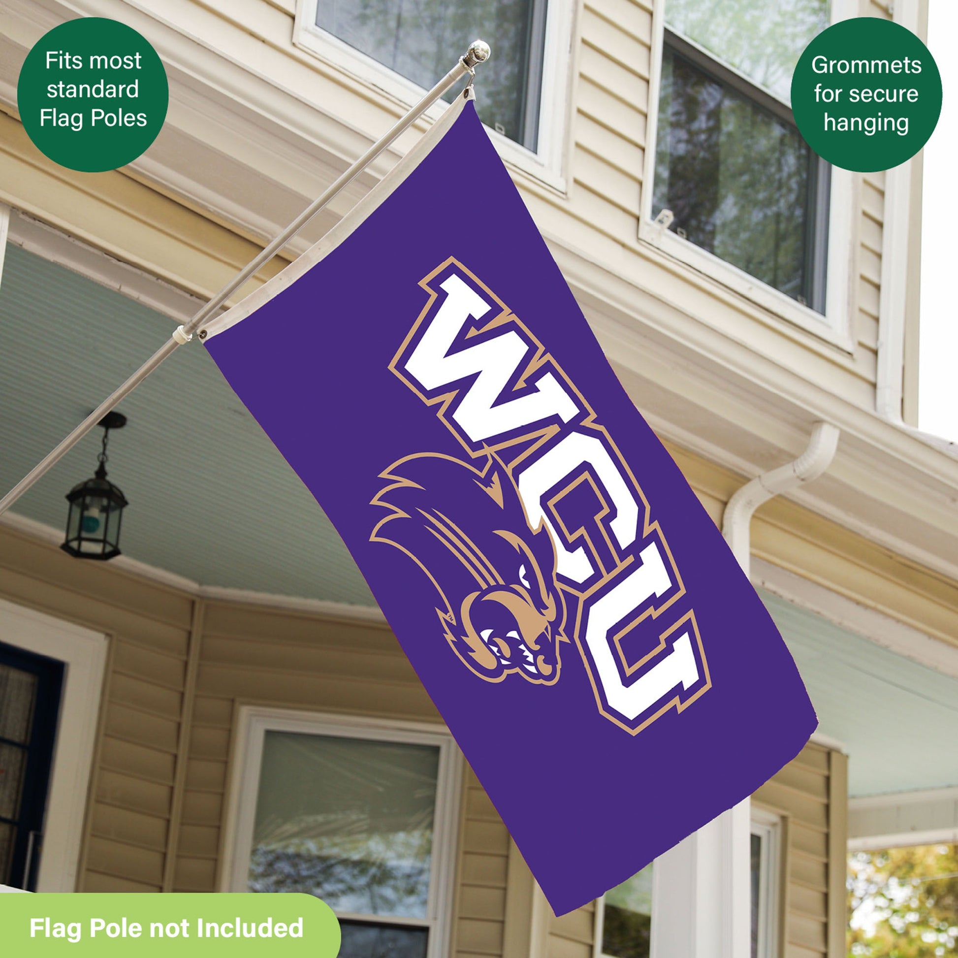 Western Carolina University flag 3x5 purple sublimated flag with 2 grommets on Tampa Home & Garden Store