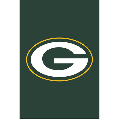 Green Bay Packers applique flag with large white G inside a gold ring on dark green field on Tampa Home & Garden Store