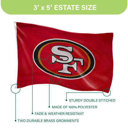 San Francisco 49ers single-sided estate flag 3x5 sublimated flag with 2 brass grommets on Tampa Home & Garden Store