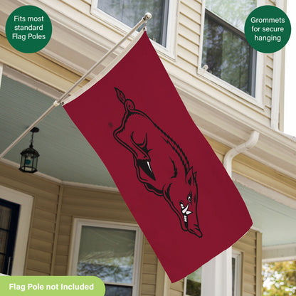 University of Arkansas 3x5 ft single-sided estate flag with 2 grommets, red sublimated flag by Evergreen Enterprises on Tampa Home & Garden Store