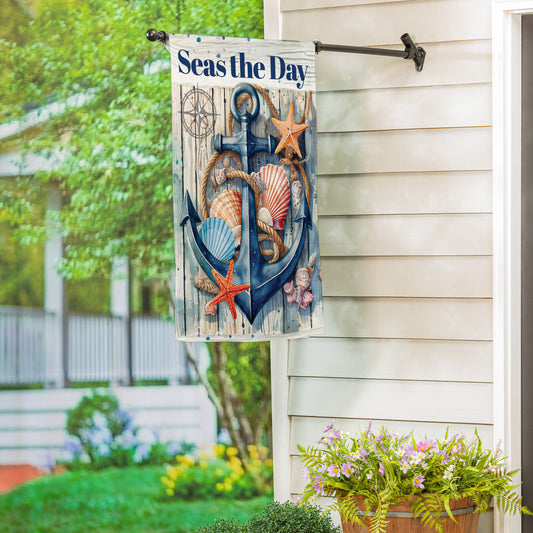 Seas The Day Anchor Suede House Flag - Tampa Home & Garden Store