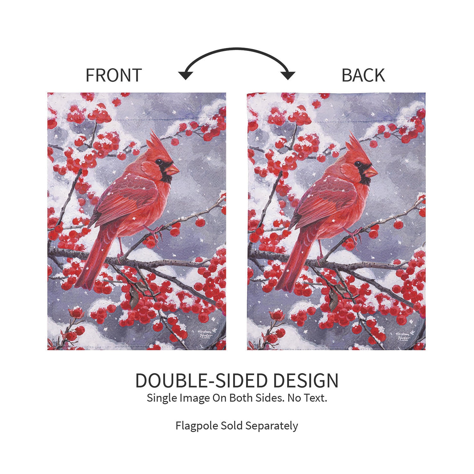Red Cardinal Suede Garden Flag double-sided design by Evergreen Enterprises on Tampa Home & Garden Store