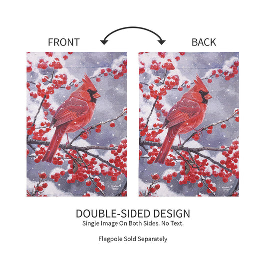 Red Cardinal Suede Garden Flag double-sided design by Evergreen Enterprises on Tampa Home & Garden Store