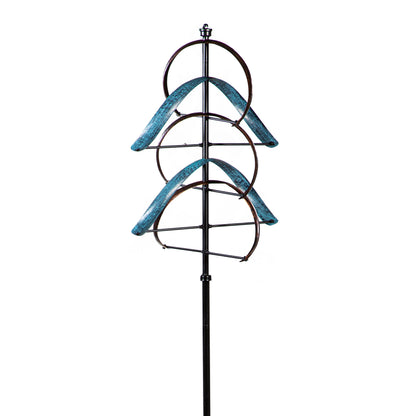 Metal wind spinner with towering semicircle teal blades 80H Evergreen Enterprises on Tampa Home & Garden Store