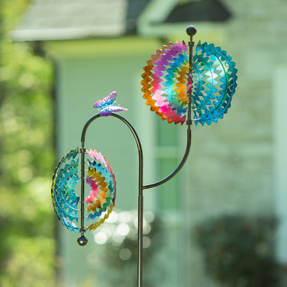 Rainbow Whirl Wind Spinner 73H multicolor blades on metal stake Evergreen Enterprises on Tampa Home & Garden Store