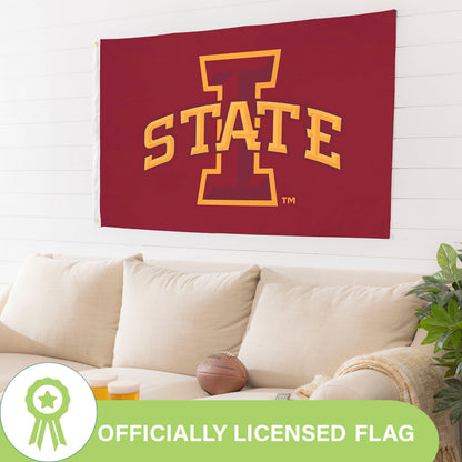 Iowa State University single-sided estate flag 3x5 maroon with ISU emblem 2 grommets Evergreen on Tampa Home & Garden Store