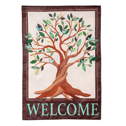 Tree of Life Applique Garden Flag Evergreen Enterprises, multicolor fabric applique on Tampa Home & Garden Store
