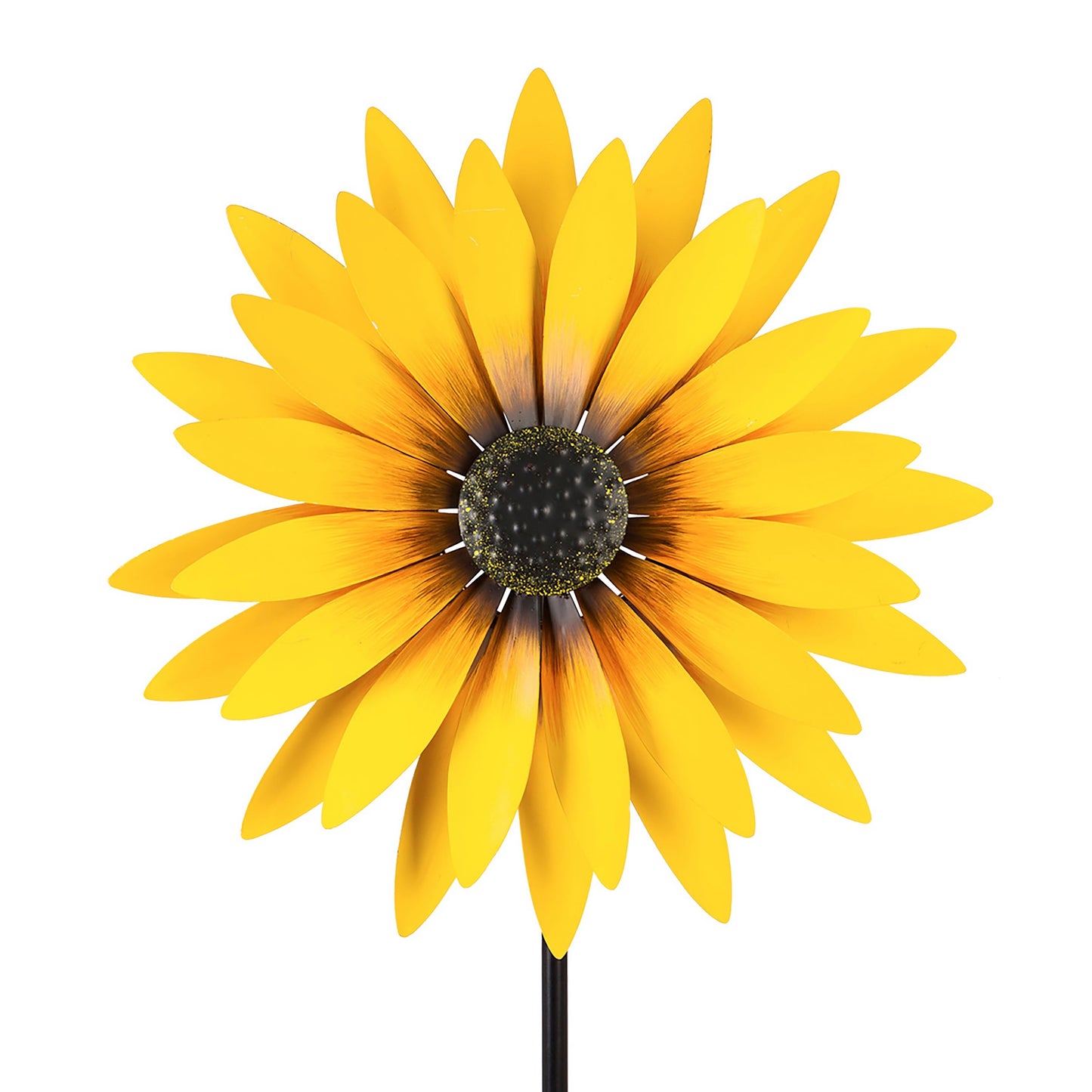 Hillside Pasture Sunflower Wind Spinner, 75in tall, bright yellow petals with dark center on Tampa Home & Garden Store