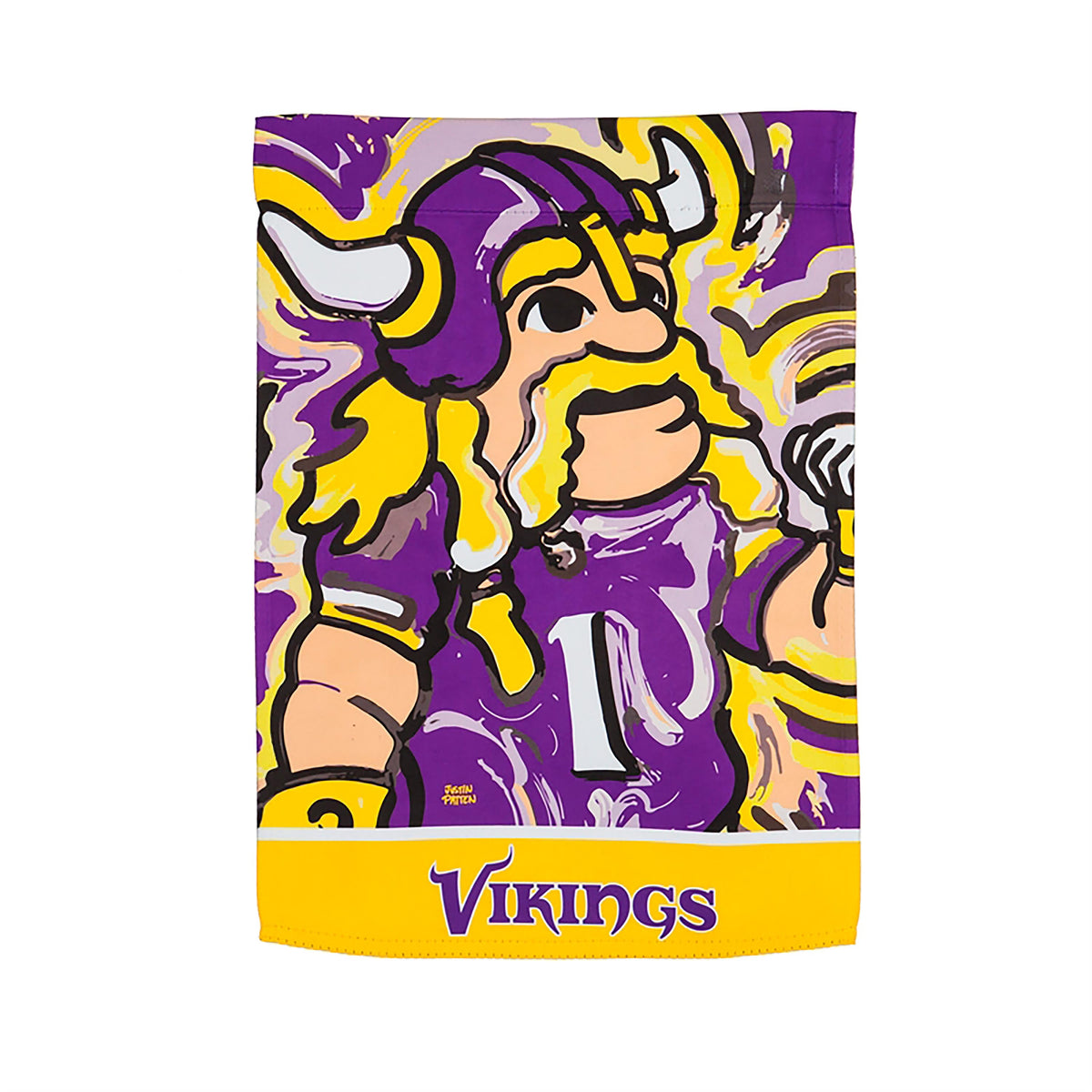 Minnesota Vikings suede flag with purple gold and black Viking graphic by Evergreen Enterprises on Tampa Home & Garden Store
