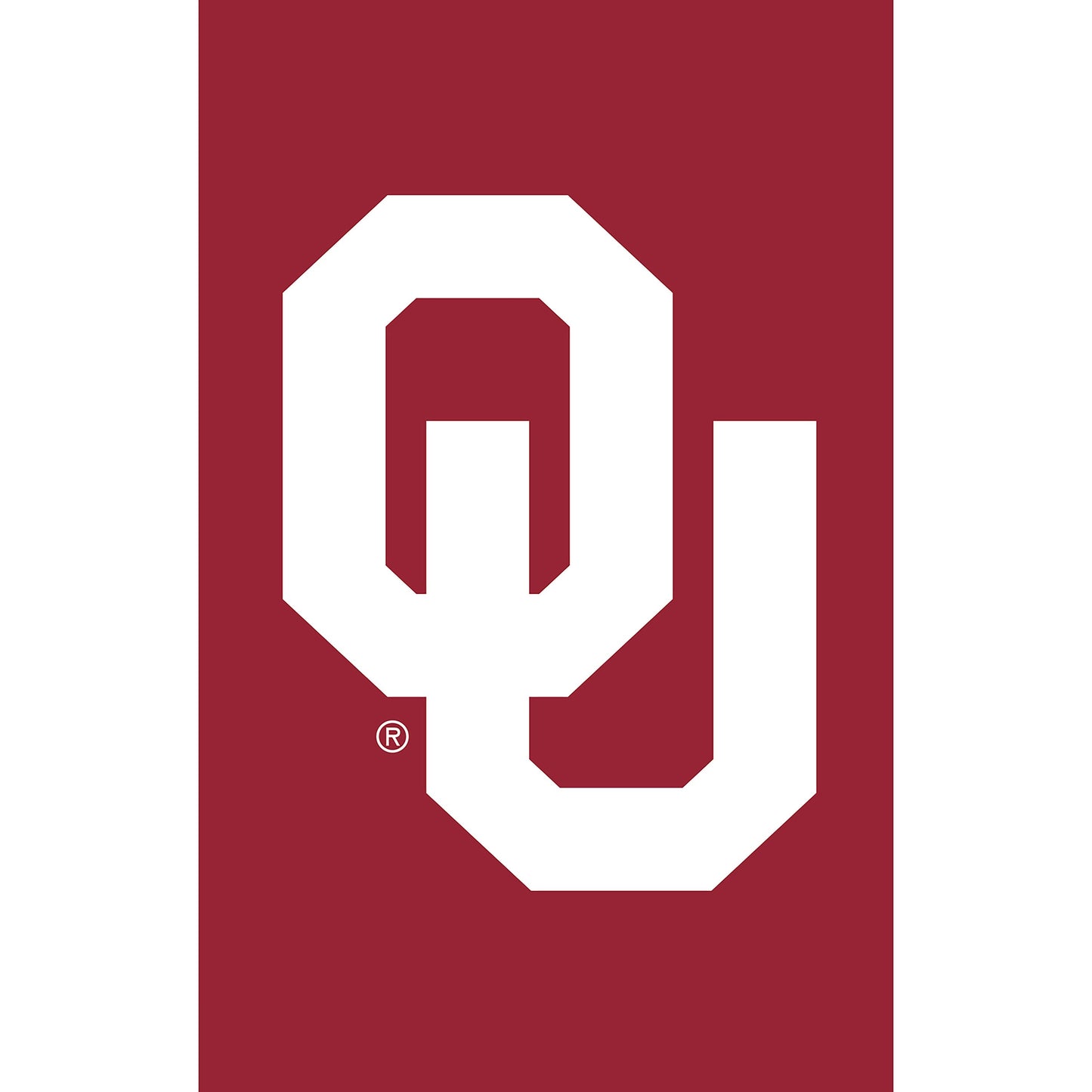 University of Oklahoma applique house flag with white OU on crimson by Evergreen Enterprises on Tampa Home & Garden Store
