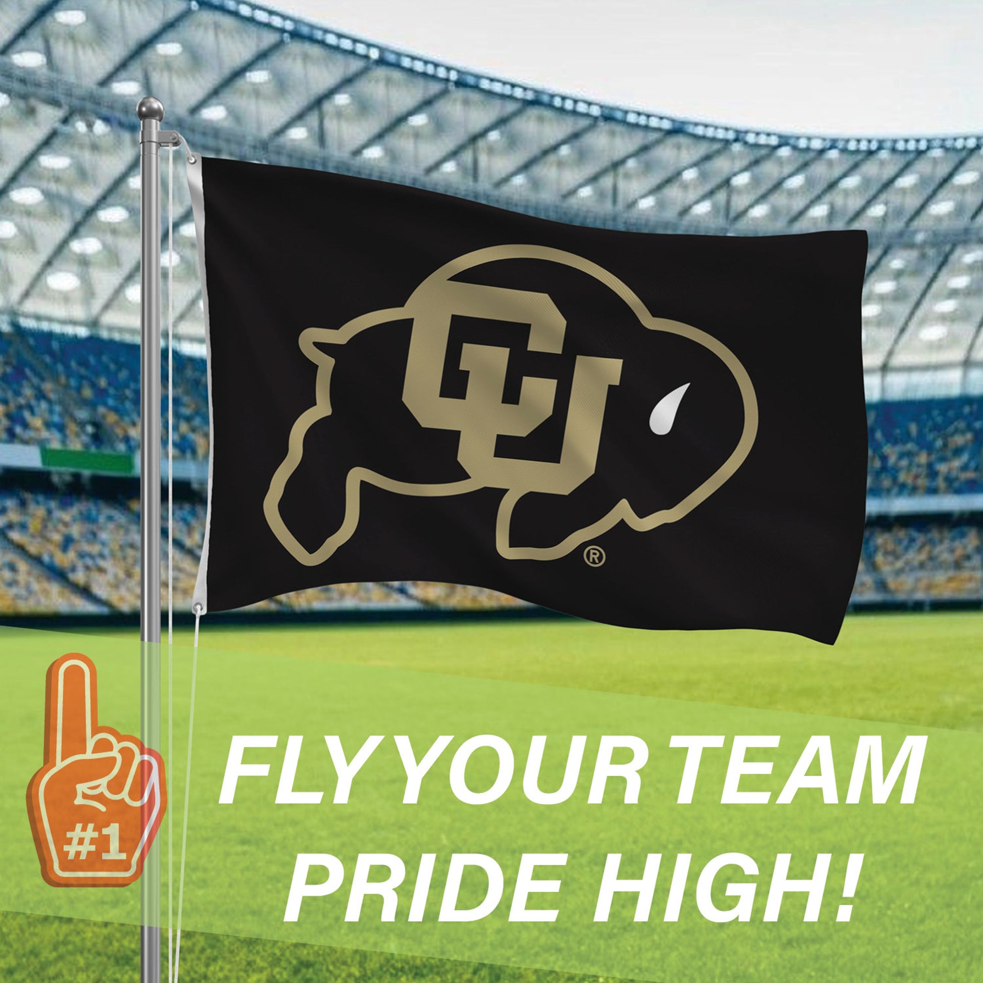 CU flag, 3'x5', black with gold logo, 2 grommets, Evergreen Enterprises on Tampa Home & Garden Store