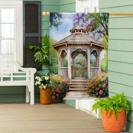 Garden Gazebo Suede House Flag - Tampa Home & Garden Store