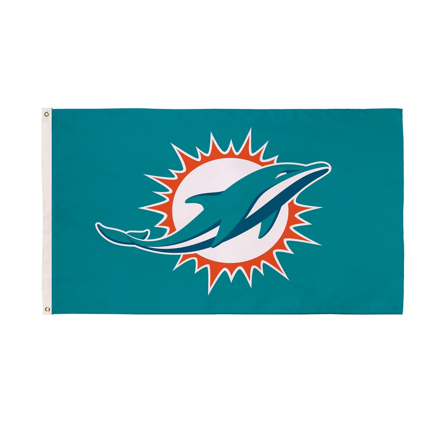 Miami Dolphins 3x5 sublimated flag with 2 grommets teal logo Evergreen Enterprises on Tampa Home & Garden Store