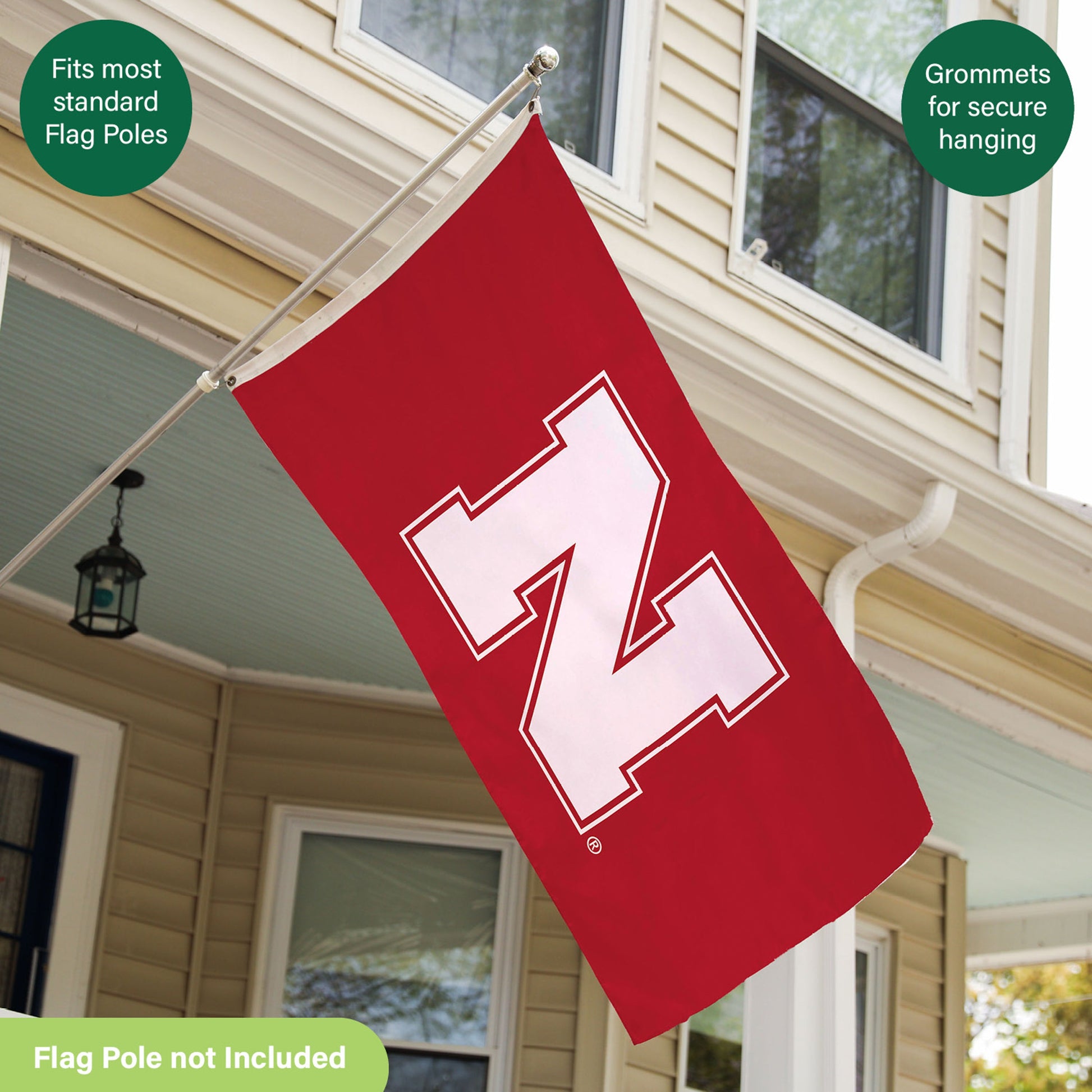 University of Nebraska single-sided estate flag 3x5 ft with 2 grommets by Evergreen Enterprises on Tampa Home & Garden Store