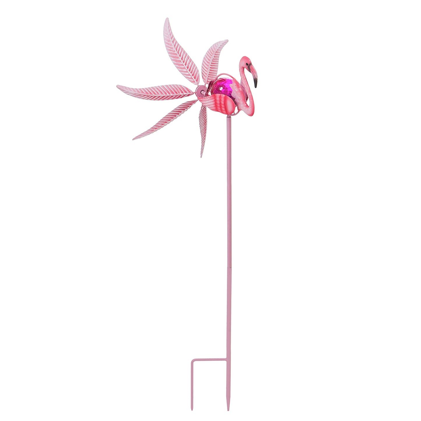36H Solar Flamingo Staked Wind Spinner pink flamingo with pink blades by Evergreen on Tampa Home & Garden Store