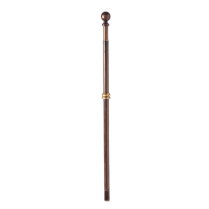 Extendable copper-brown metal flag pole with bronze ball finial and gold connector rings on Tampa Home & Garden Store