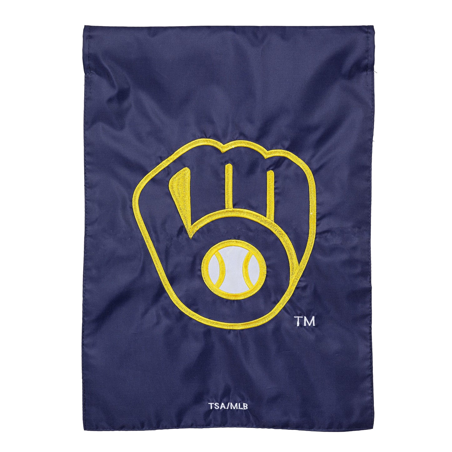 Milwaukee Brewers applique flag by Evergreen Enterprises with yellow embroidery logo on Tampa Home & Garden Store