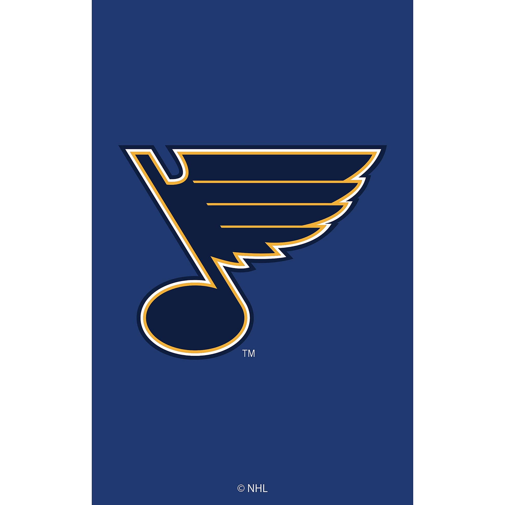 St Louis Blues applique house flag on navy blue background with partial yellow NHL logo on Tampa Home & Garden Store