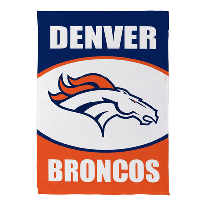 Denver Broncos suede garden flag DENVER colors with bold DENVER text and broncos logo on Tampa Home & Garden Store