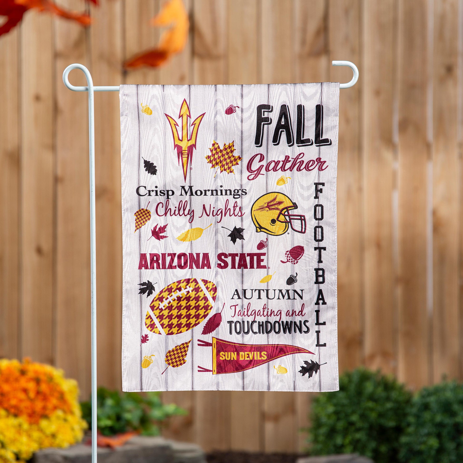 Arizona State University Moire Flag gray with fall graphics and ASU imagery on Tampa Home & Garden Store