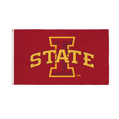 Iowa State University estate flag 3x5, red sublimated with yellow ISU logo, white hoist sleeve on Tampa Home & Garden Store