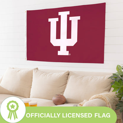 3x5' single-sided sublimated flag Indiana Univ IU logo with 2 grommets on Tampa Home & Garden Store