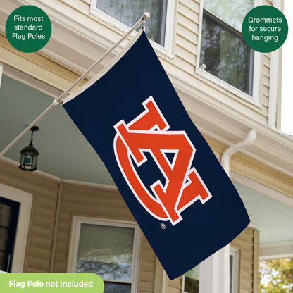 Auburn University flag 3x5, single-sided with navy field and orange emblem, 2 grommets on Tampa Home & Garden Store