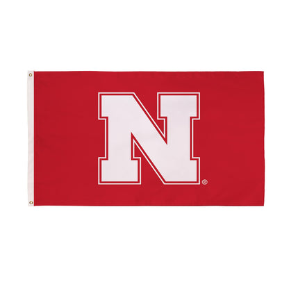 University of Nebraska estate flag 3x5, red with white outlined NE, 2 grommets on Tampa Home & Garden Store