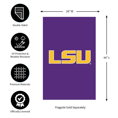 Louisiana State applique flag purple with gold LSU letters 28x44 Evergreen Enterprises on Tampa Home & Garden Store