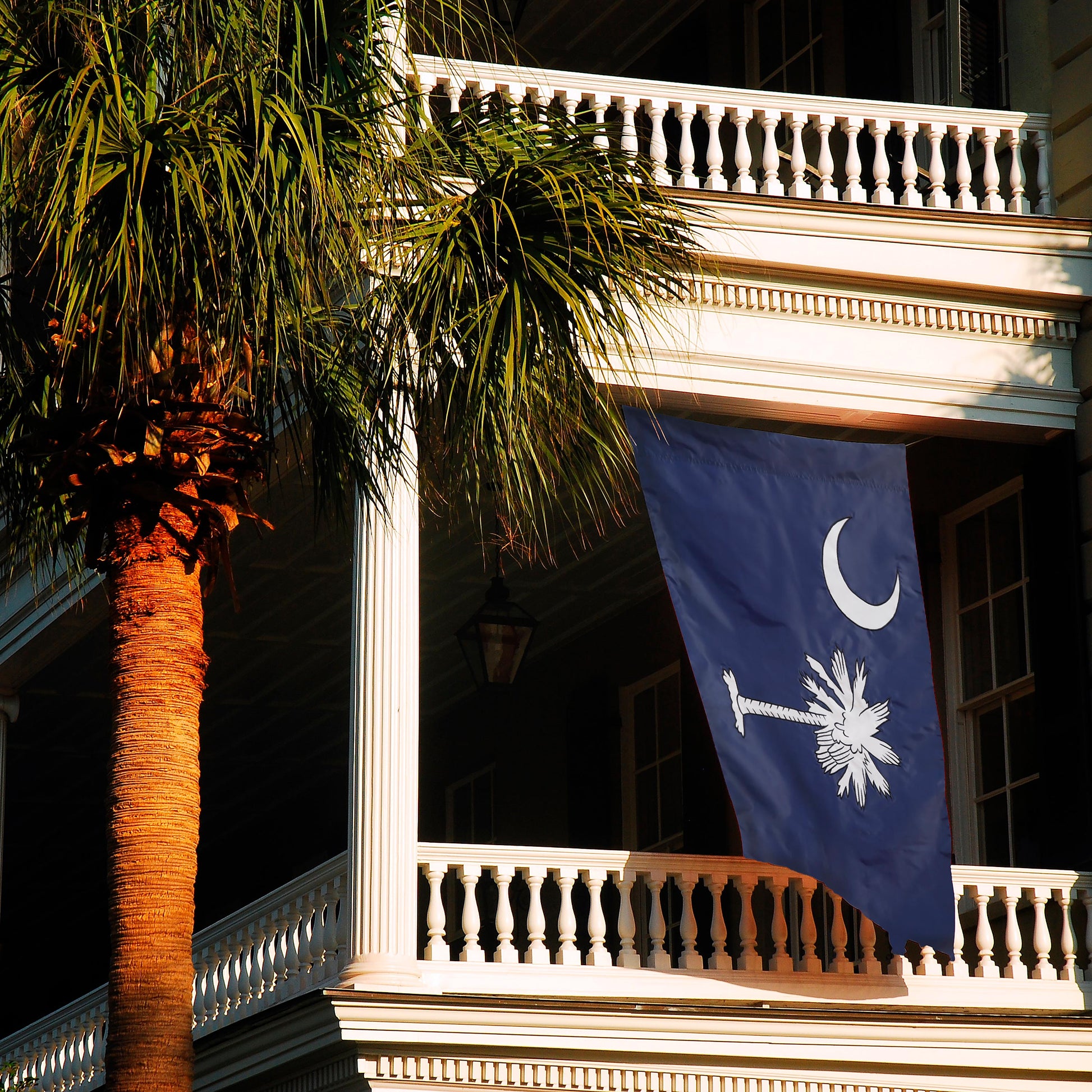 South Carolina House Applique Flag blue field with palmetto and crescent on Tampa Home & Garden Store