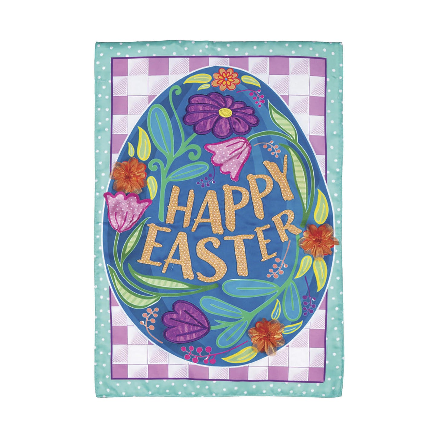 Happy Easter Egg Applique Garden Flag