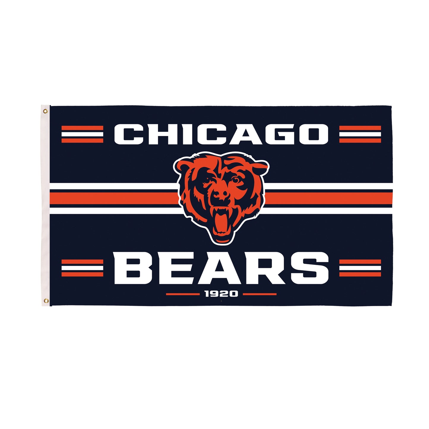 Chicago Bears 3x5 single-sided estate flag navy with 2 grommets white CHICAGO BEARS orange logo on Tampa Home & Garden Store